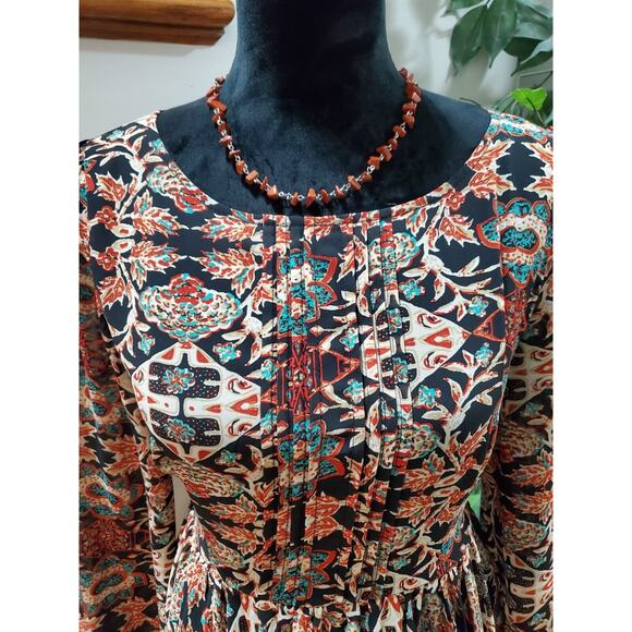 Forever21 Women Multicolor Rayon Round Neck Long Sleeve Knee Length Dress Size S - Picture 6 of 11